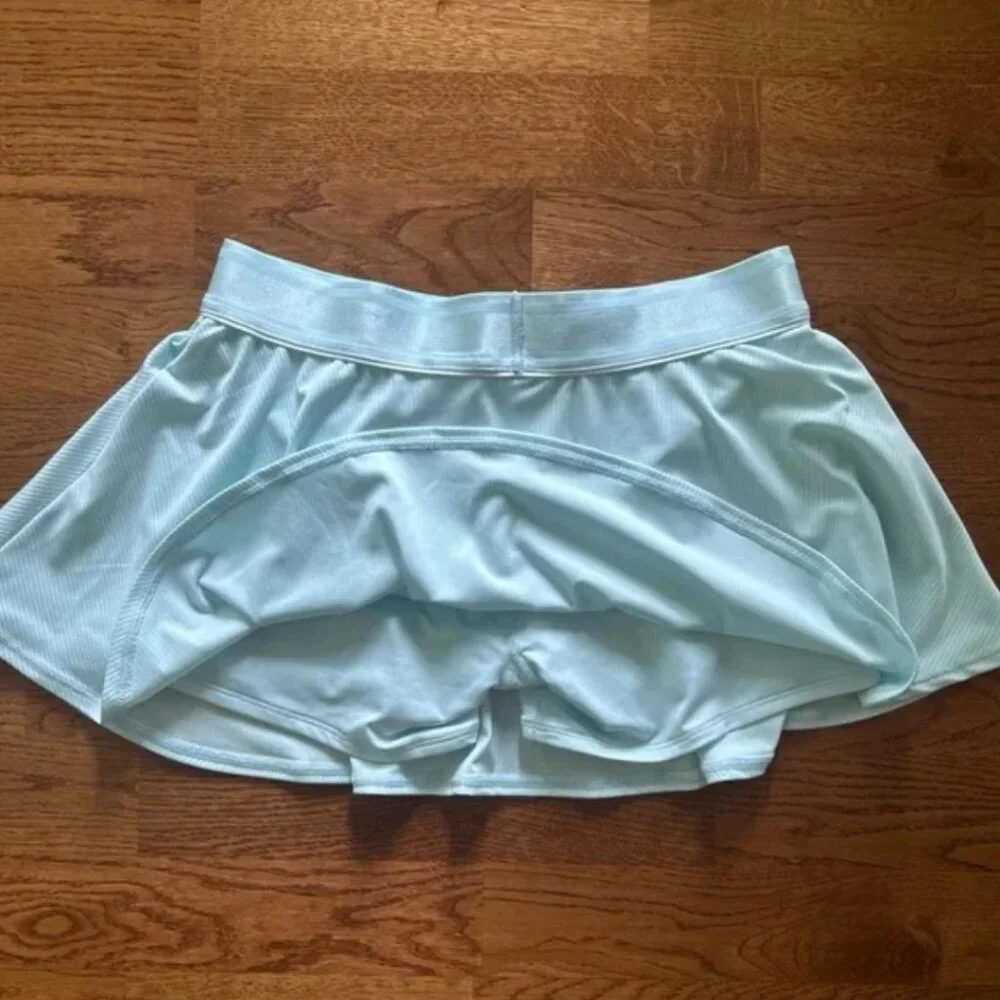 Nike Tennis Skirt Lined Shorts Ribbed Mint Aqua Blue Green Light Girls XL White